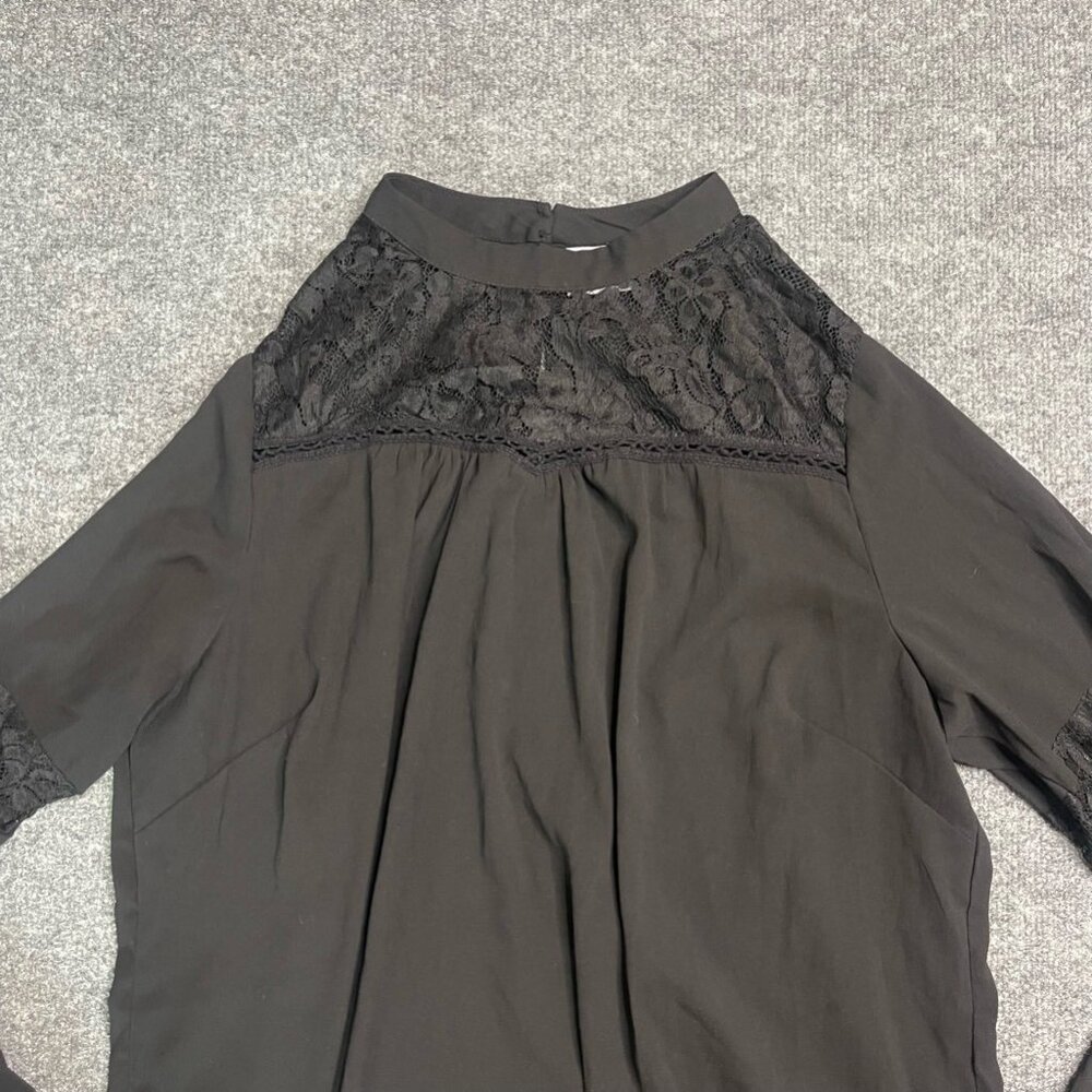 Junarose Womens Blouse Black Long Sleeve Button Cuff High Neck Stretch Lace 18 - Picture 5 of 9